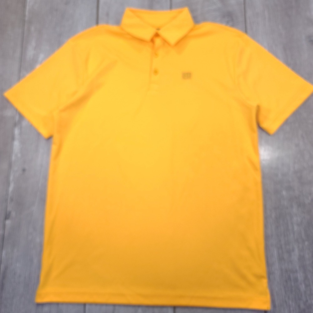 Loudmouth Polo Shirt Mens Medium Yellow Short Sleeve Golf Performance Solid